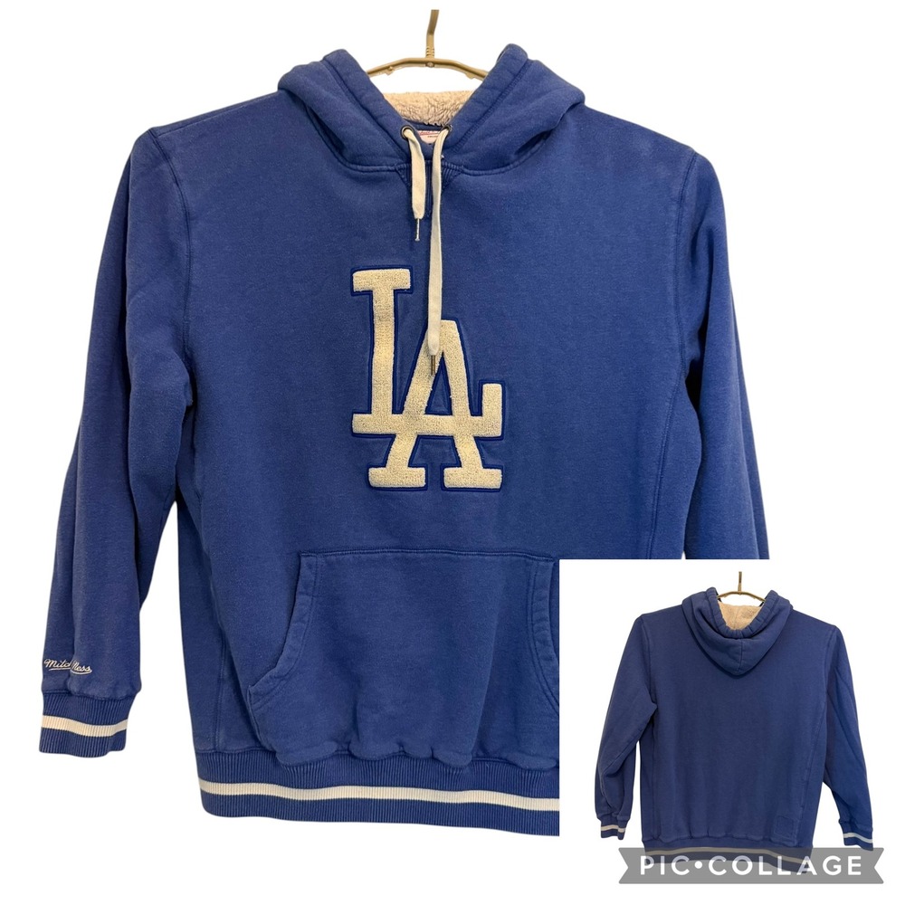 LA Dodgers Mitchell & Ness Cooperstown Blue Sherpa Lined Hoodie XL MLB Baseball